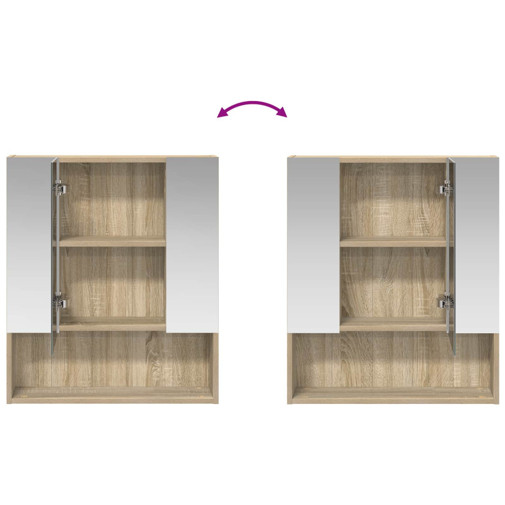 Produktbild för Badrumsspegelskåp Sonoma-ek 60 x 14.5 x 70 cm Konstruerat trä