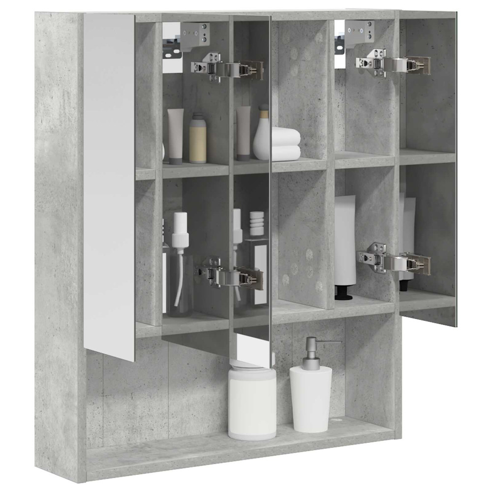 Produktbild för Badrumsspegelskåp Betonggrå 60 x 14.5 x 70 cm Konstruerat trä