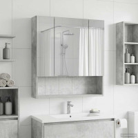 Produktbild för Badrumsspegelskåp Betonggrå 60 x 14.5 x 70 cm Konstruerat trä