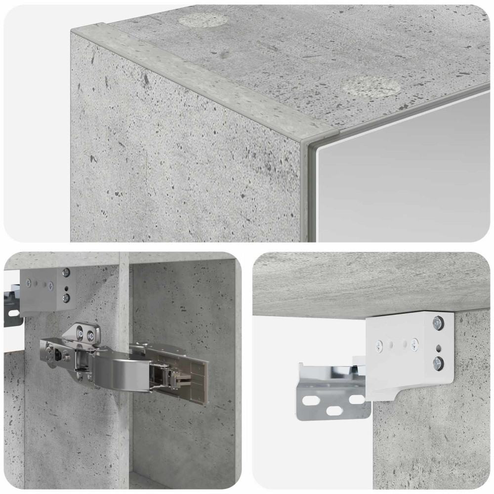 Produktbild för Badrumsspegelskåp Betonggrå 60 x 14.5 x 70 cm Konstruerat trä