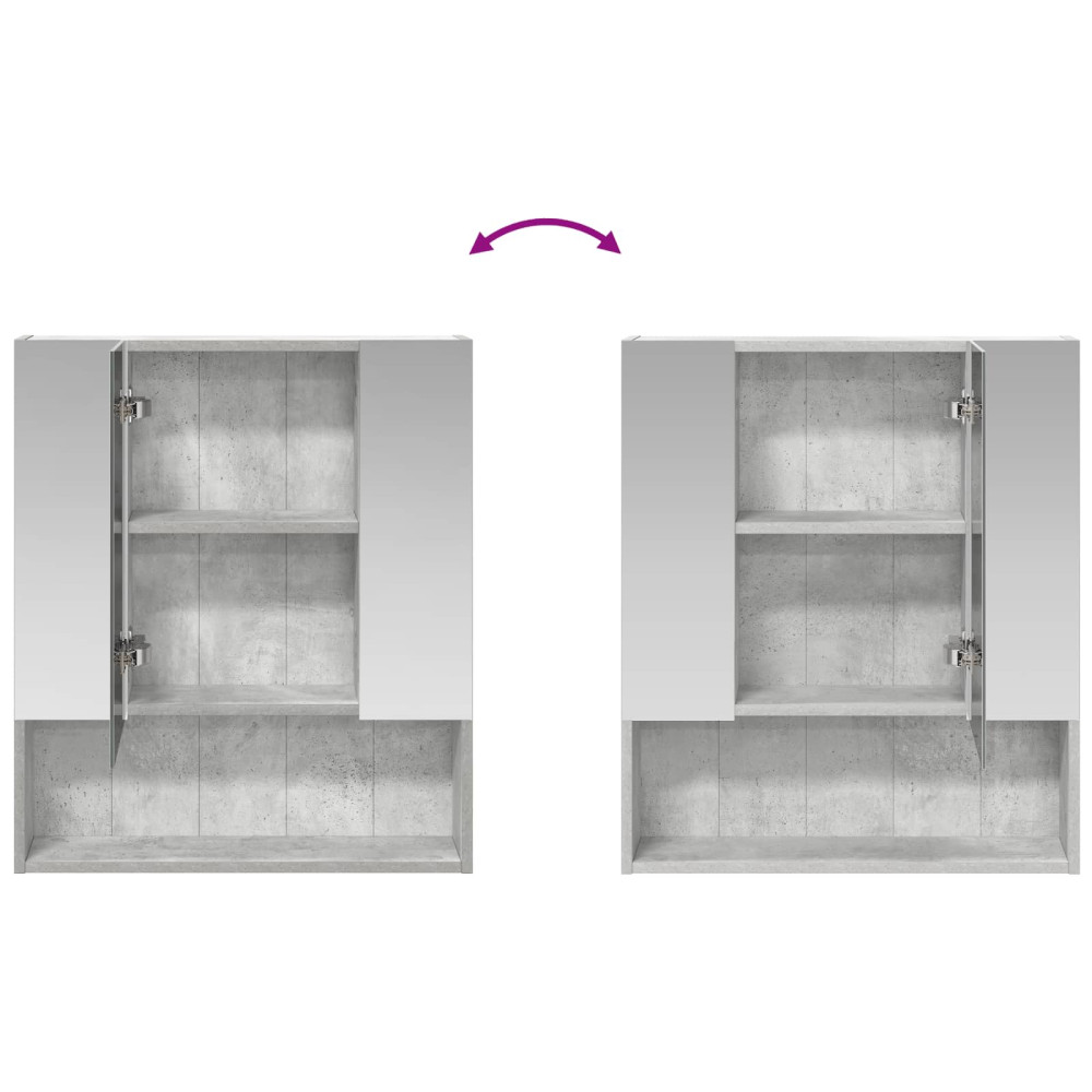 Produktbild för Badrumsspegelskåp Betonggrå 60 x 14.5 x 70 cm Konstruerat trä