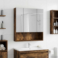Produktbild för Badrumsspegelskåp Rökt ek 60 x 14.5 x 70 cm Konstruerat trä