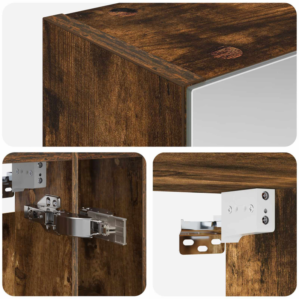 Produktbild för Badrumsspegelskåp Rökt ek 60 x 14.5 x 70 cm Konstruerat trä