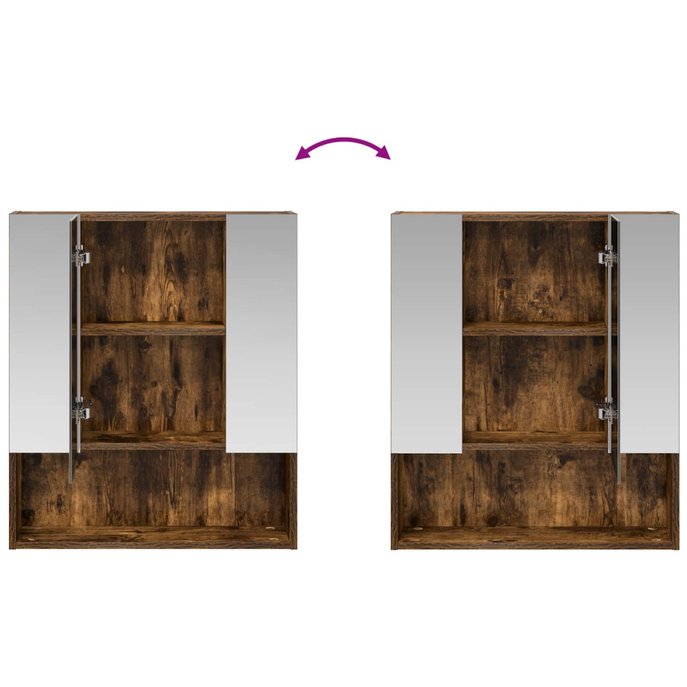 Produktbild för Badrumsspegelskåp Rökt ek 60 x 14.5 x 70 cm Konstruerat trä