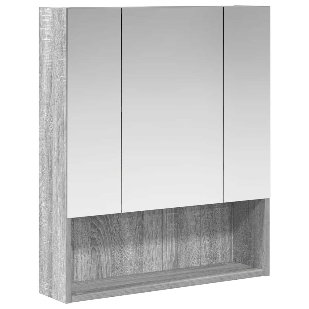 Produktbild för Badrumsspegelskåp Grå Sonoma 60 x 14.5 x 70 cm Konstruerat trä