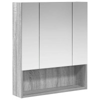 Produktbild för Badrumsspegelskåp Grå Sonoma 60 x 14.5 x 70 cm Konstruerat trä