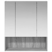 Produktbild för Badrumsspegelskåp Grå Sonoma 60 x 14.5 x 70 cm Konstruerat trä