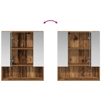 Produktbild för Badrumsspegelskåp Gammalt trä 60 x 14.5 x 70 cm Konstruerat trä