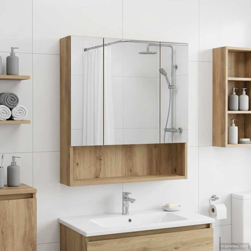 Produktbild för Badrumsspegelskåp Artisan Ek 60 x 14.5 x 70 cm Konstruerat trä