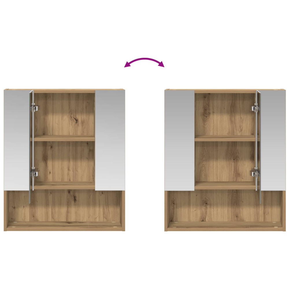 Produktbild för Badrumsspegelskåp Artisan Ek 60 x 14.5 x 70 cm Konstruerat trä