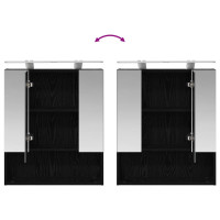 Produktbild för Badrumsspegelskåp Svart Ek 60 x 14.5 x 70 cm Konstruerat trä