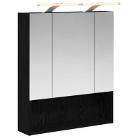 Produktbild för Badrumsspegelskåp Svart Ek 60 x 14.5 x 70 cm Konstruerat trä