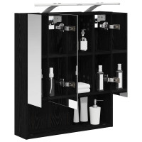 Produktbild för Badrumsspegelskåp Svart Ek 60 x 14.5 x 70 cm Konstruerat trä
