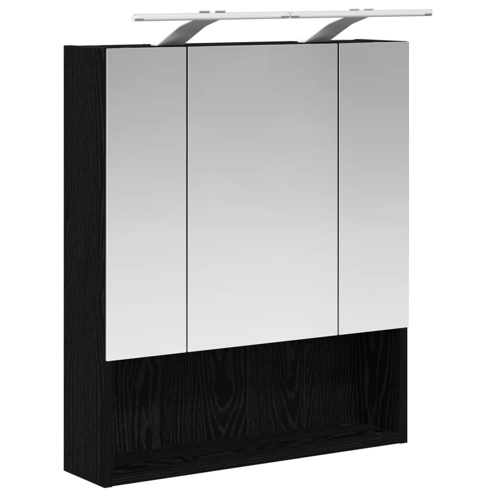 Produktbild för Badrumsspegelskåp Svart Ek 60 x 14.5 x 70 cm Konstruerat trä