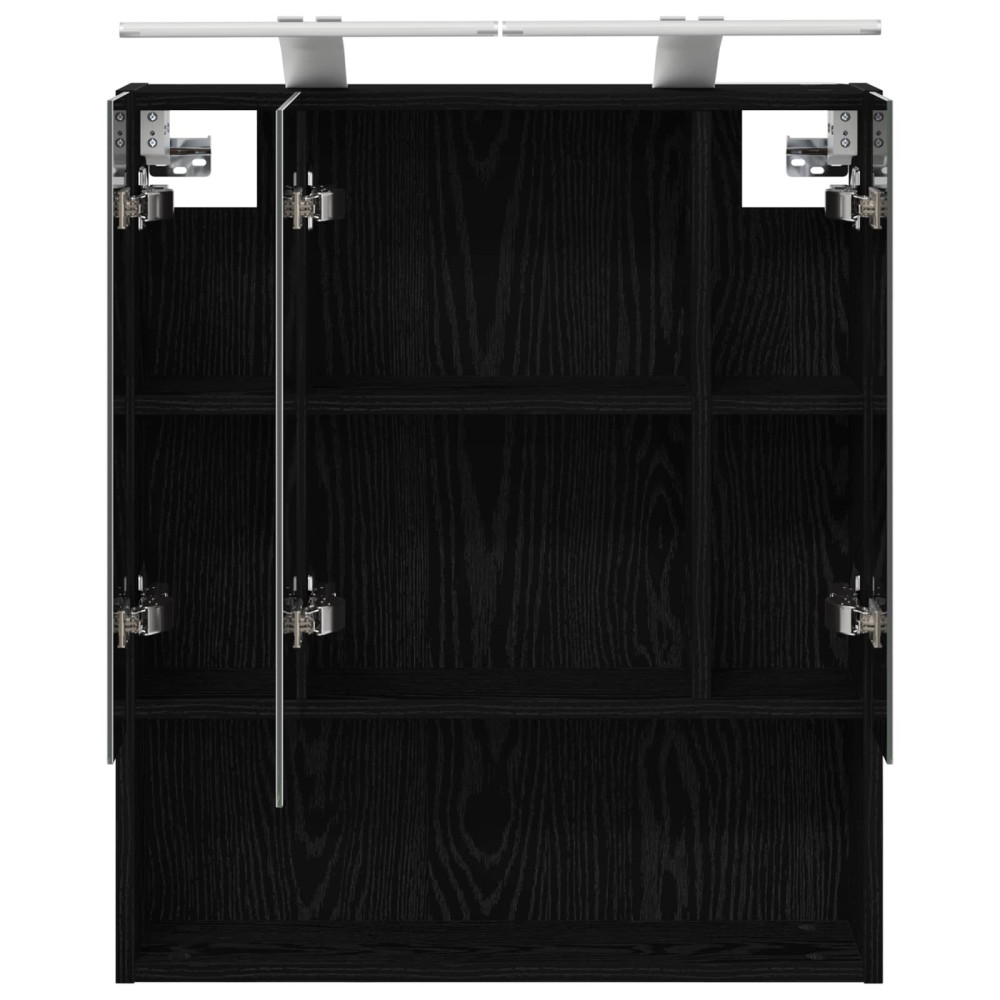 Produktbild för Badrumsspegelskåp Svart Ek 60 x 14.5 x 70 cm Konstruerat trä