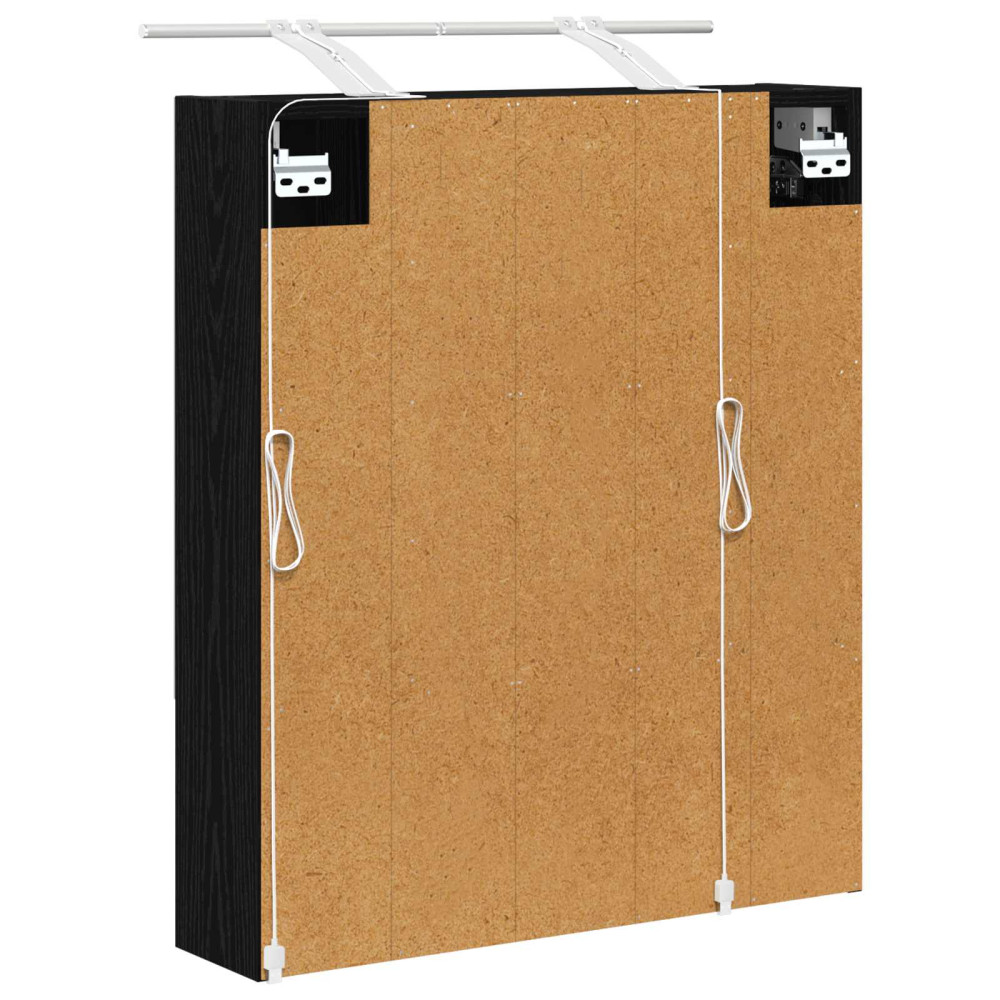 Produktbild för Badrumsspegelskåp Svart Ek 60 x 14.5 x 70 cm Konstruerat trä