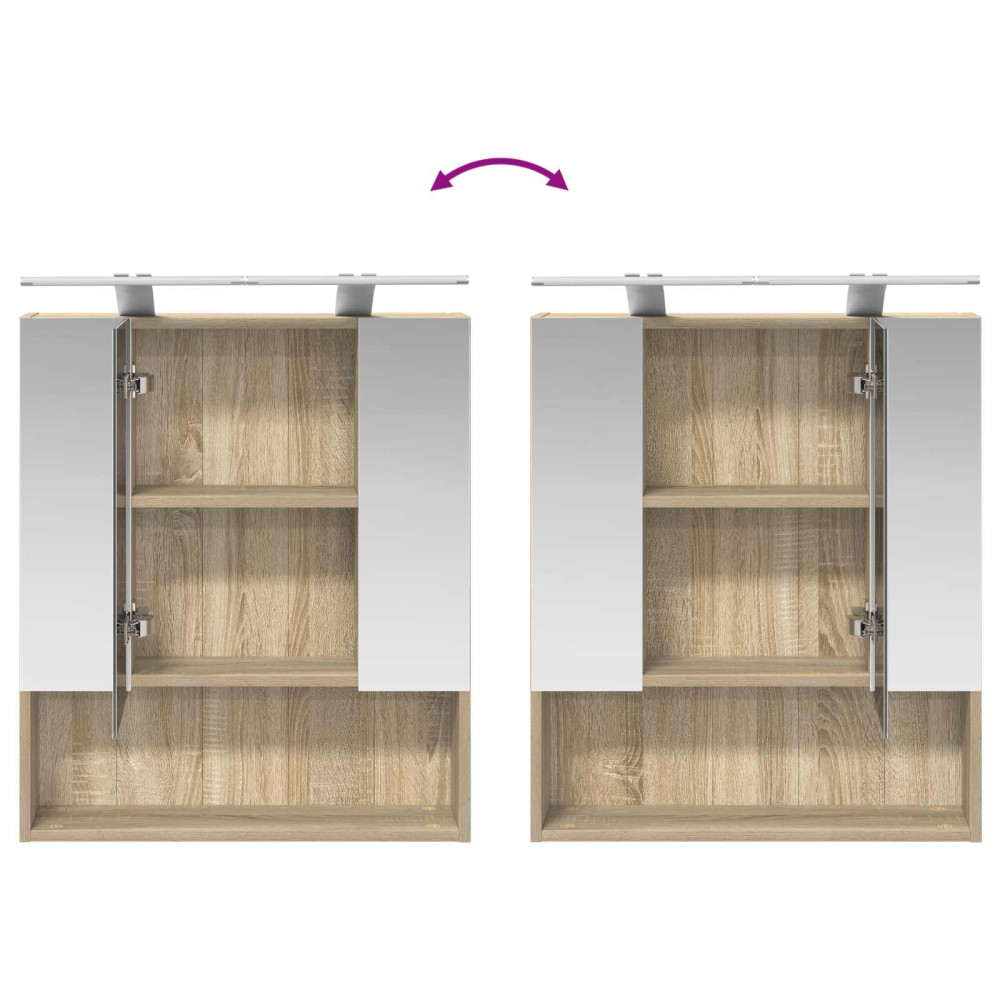 Produktbild för Badrumsspegelskåp Sonoma-ek 60 x 14.5 x 70 cm Konstruerat trä