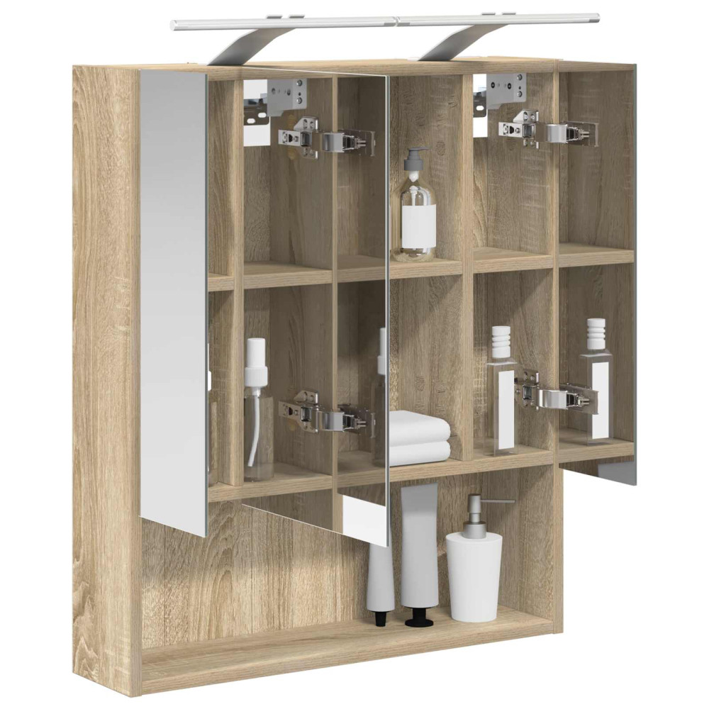 Produktbild för Badrumsspegelskåp Sonoma-ek 60 x 14.5 x 70 cm Konstruerat trä