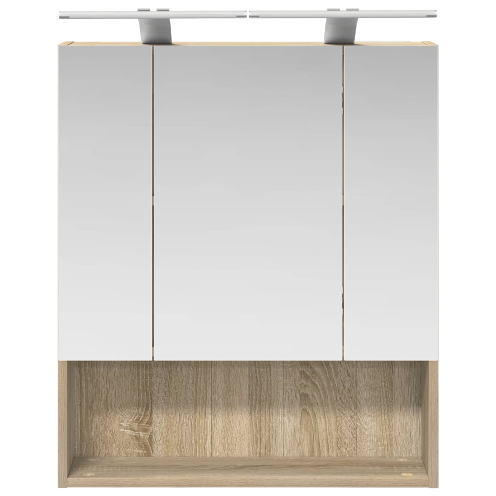 Produktbild för Badrumsspegelskåp Sonoma-ek 60 x 14.5 x 70 cm Konstruerat trä