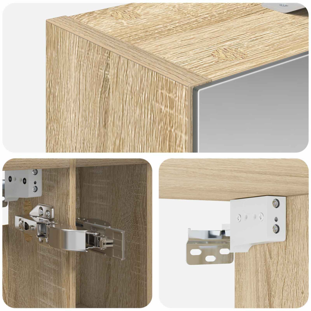 Produktbild för Badrumsspegelskåp Sonoma-ek 60 x 14.5 x 70 cm Konstruerat trä
