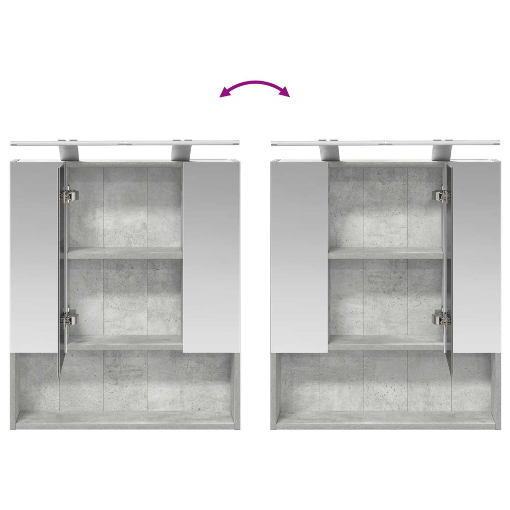 Produktbild för Badrumsspegelskåp Betonggrå 60 x 14.5 x 70 cm Konstruerat trä
