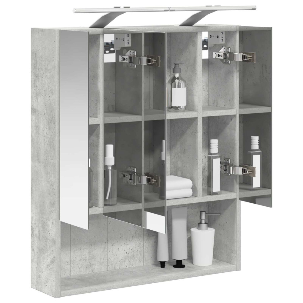 Produktbild för Badrumsspegelskåp Betonggrå 60 x 14.5 x 70 cm Konstruerat trä