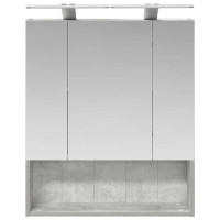 Produktbild för Badrumsspegelskåp Betonggrå 60 x 14.5 x 70 cm Konstruerat trä