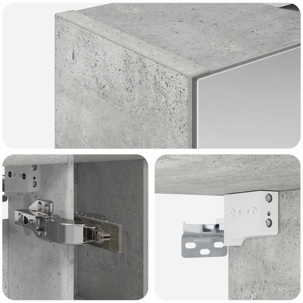 Produktbild för Badrumsspegelskåp Betonggrå 60 x 14.5 x 70 cm Konstruerat trä