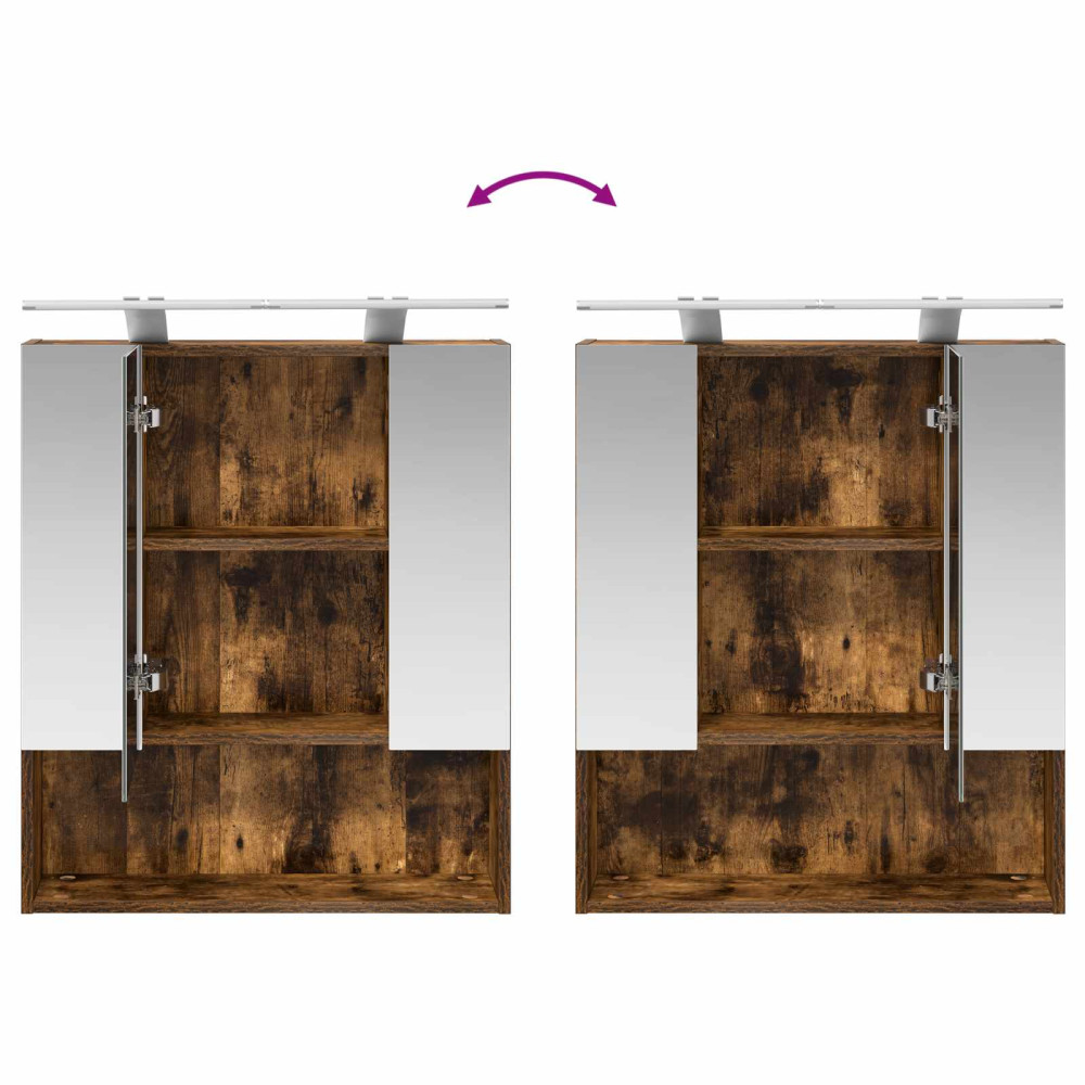 Produktbild för Badrumsspegelskåp Rökt ek 60 x 14.5 x 70 cm Konstruerat trä