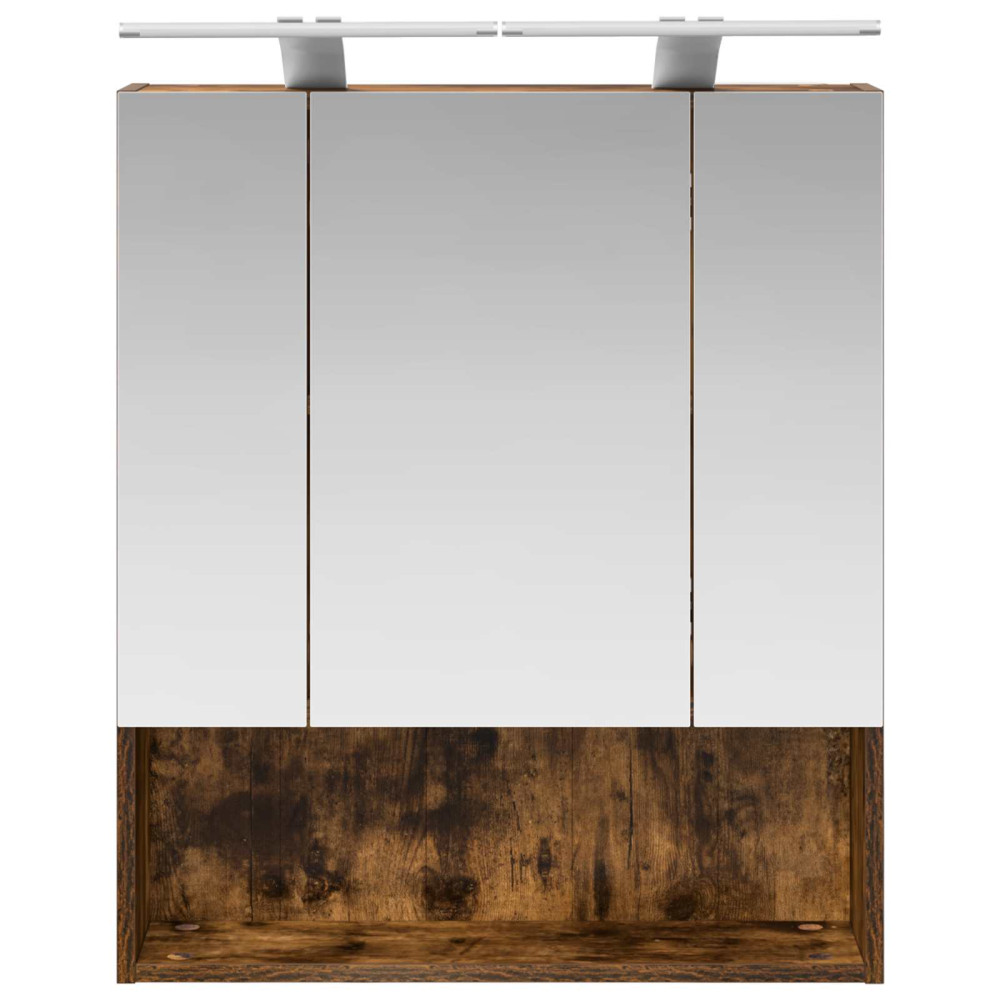 Produktbild för Badrumsspegelskåp Rökt ek 60 x 14.5 x 70 cm Konstruerat trä