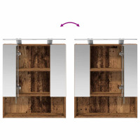 Produktbild för Badrumsspegelskåp Gammalt trä 60 x 14.5 x 70 cm Konstruerat trä