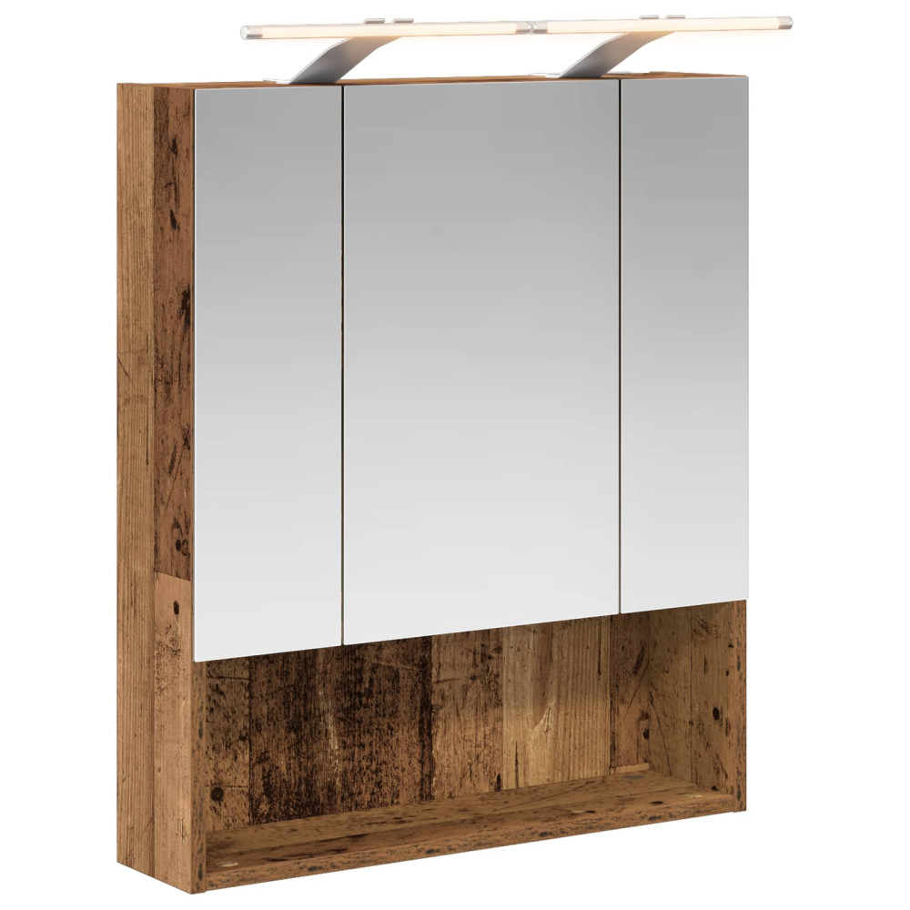 Produktbild för Badrumsspegelskåp Gammalt trä 60 x 14.5 x 70 cm Konstruerat trä