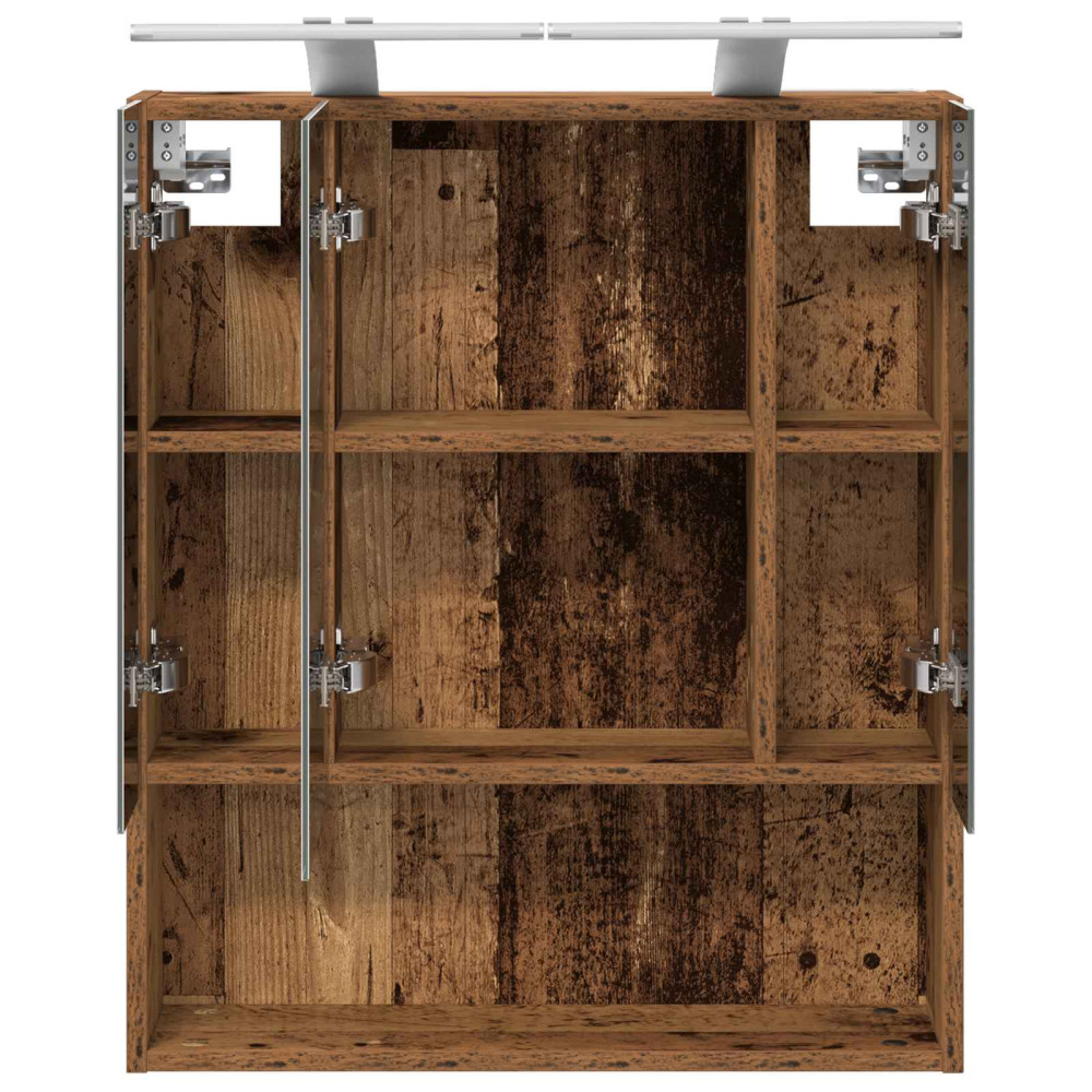 Produktbild för Badrumsspegelskåp Gammalt trä 60 x 14.5 x 70 cm Konstruerat trä