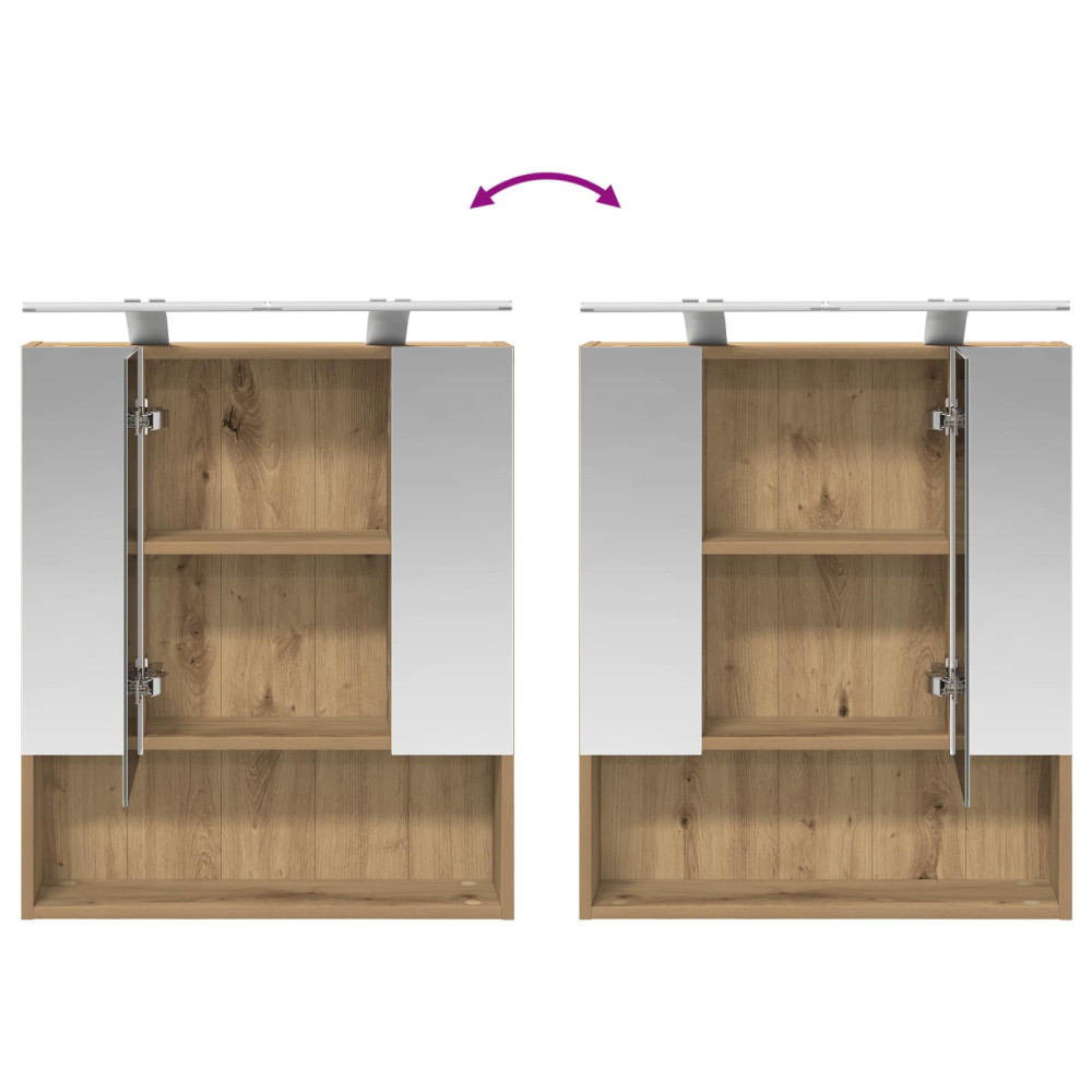 Produktbild för Badrumsspegelskåp Artisan Ek 60 x 14.5 x 70 cm Konstruerat trä