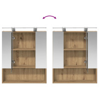 Produktbild för Badrumsspegelskåp Artisan Ek 60 x 14.5 x 70 cm Konstruerat trä