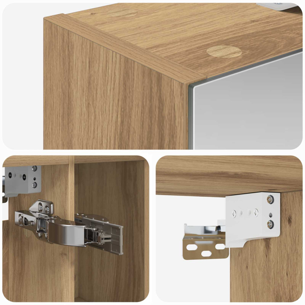 Produktbild för Badrumsspegelskåp Artisan Ek 60 x 14.5 x 70 cm Konstruerat trä