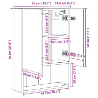 Produktbild för Badrumsspegelskåp Vit 50 x 14,5 x 70 cm Konstruerat trä