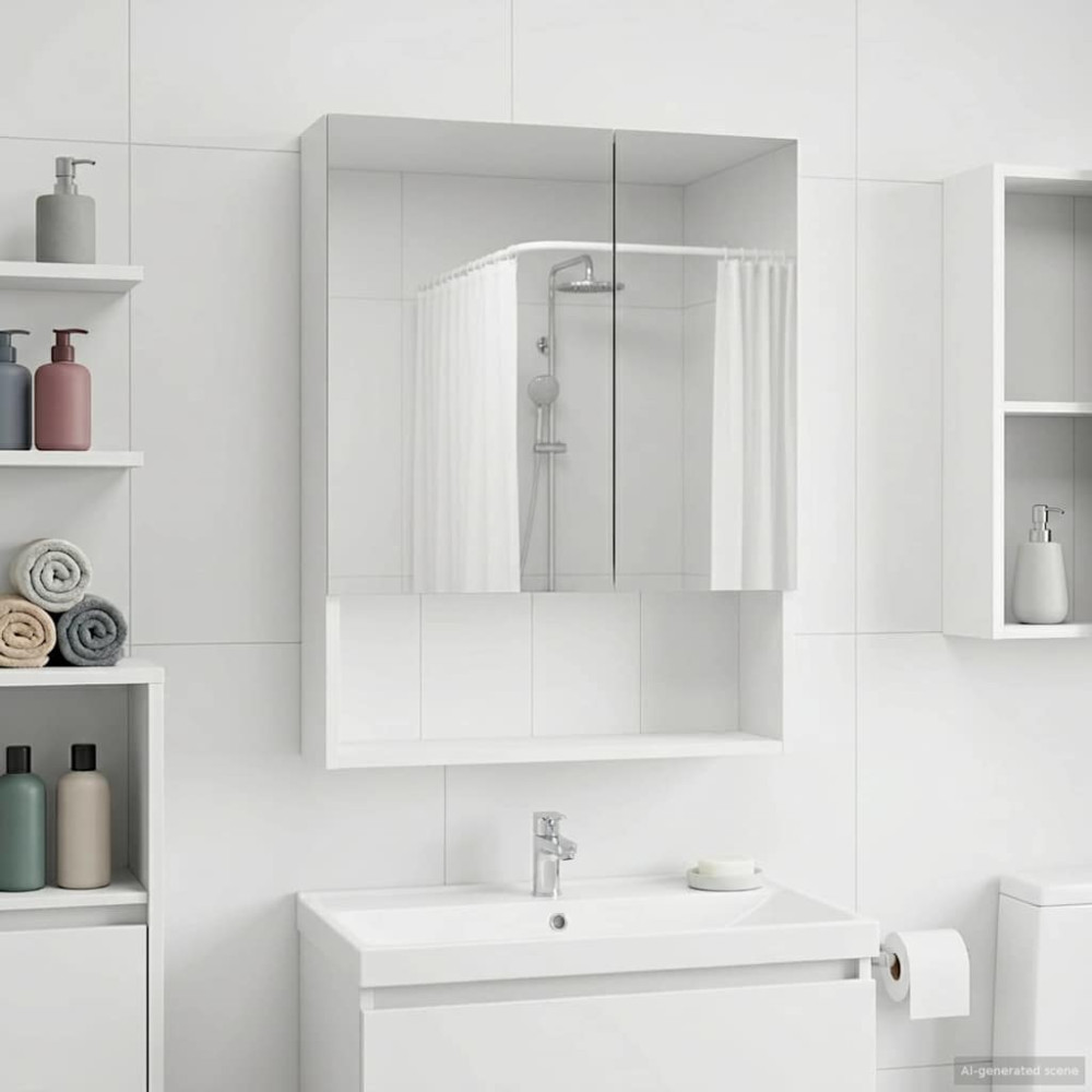 Produktbild för Badrumsspegelskåp Vit 50 x 14,5 x 70 cm Konstruerat trä
