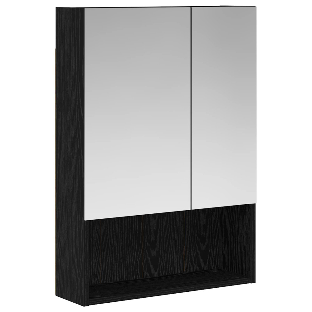 Produktbild för Badrumsspegelskåp Svart Ek 50 x 14,5 x 70 cm Konstruerat trä