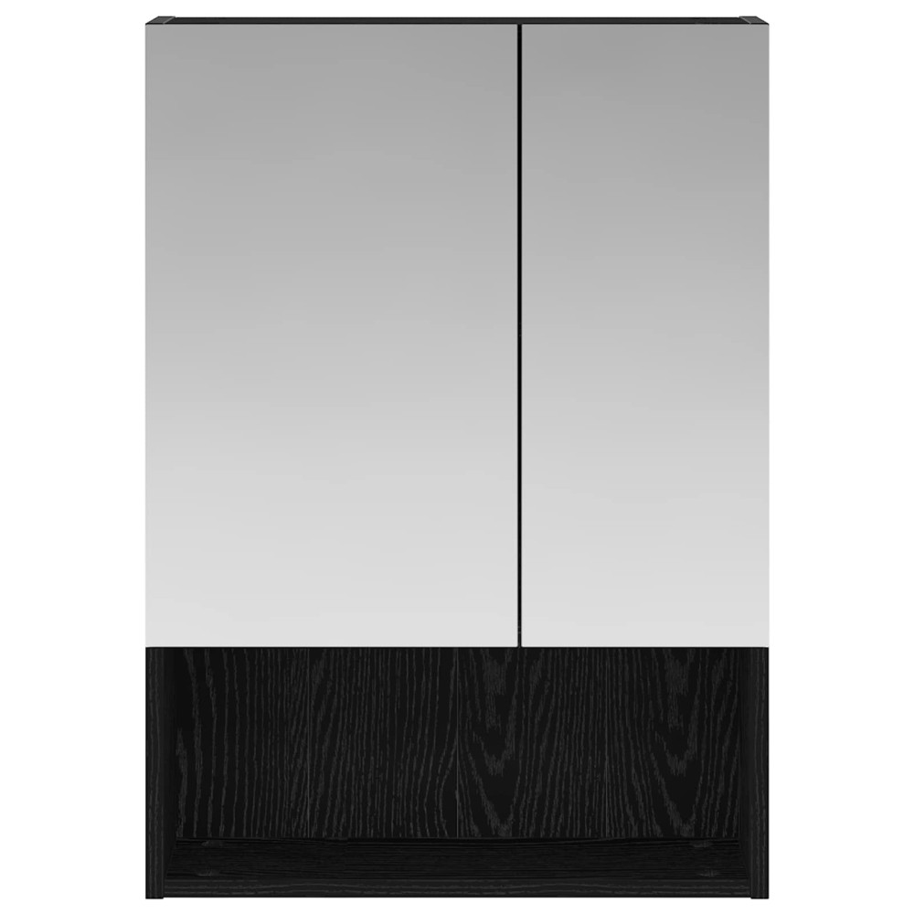 Produktbild för Badrumsspegelskåp Svart Ek 50 x 14,5 x 70 cm Konstruerat trä