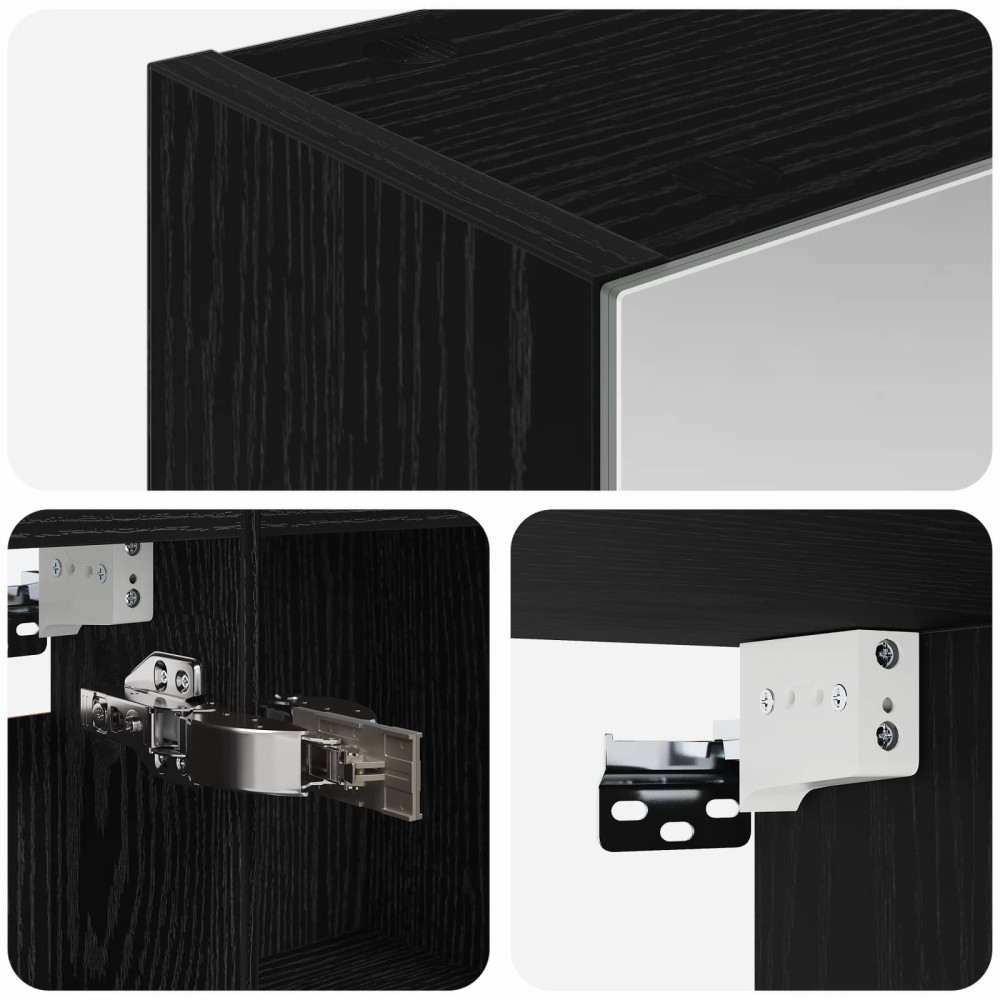 Produktbild för Badrumsspegelskåp Svart Ek 50 x 14,5 x 70 cm Konstruerat trä