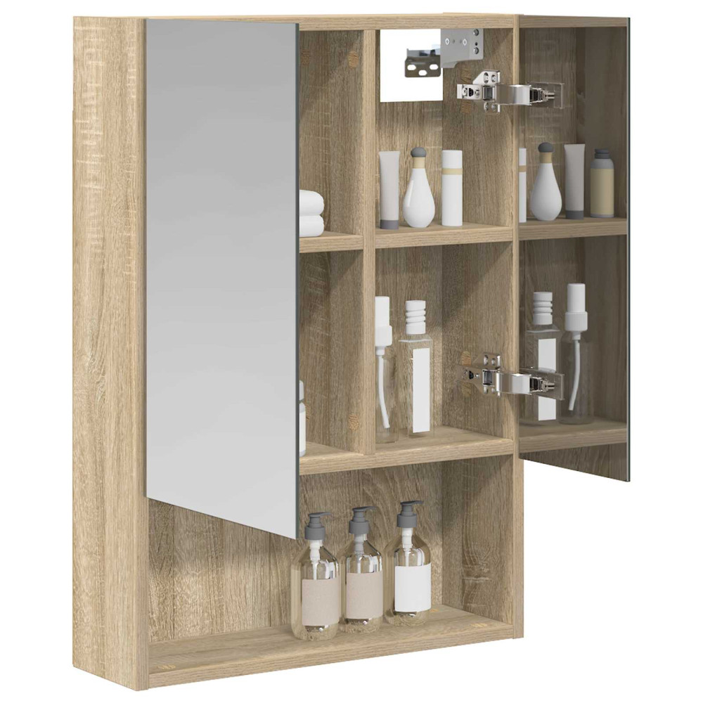 Produktbild för Badrumsspegelskåp Sonoma-ek 50 x 14,5 x 70 cm Konstruerat trä