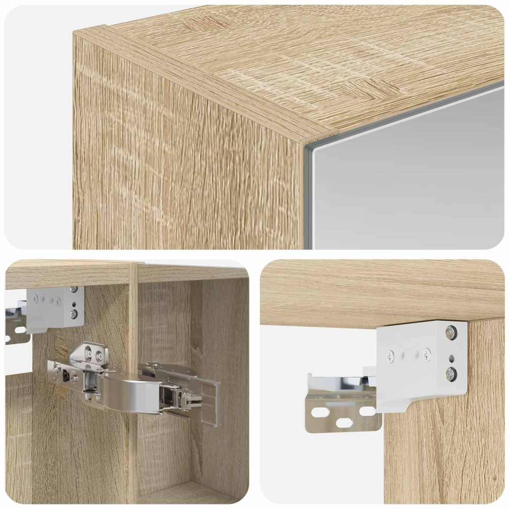 Produktbild för Badrumsspegelskåp Sonoma-ek 50 x 14,5 x 70 cm Konstruerat trä