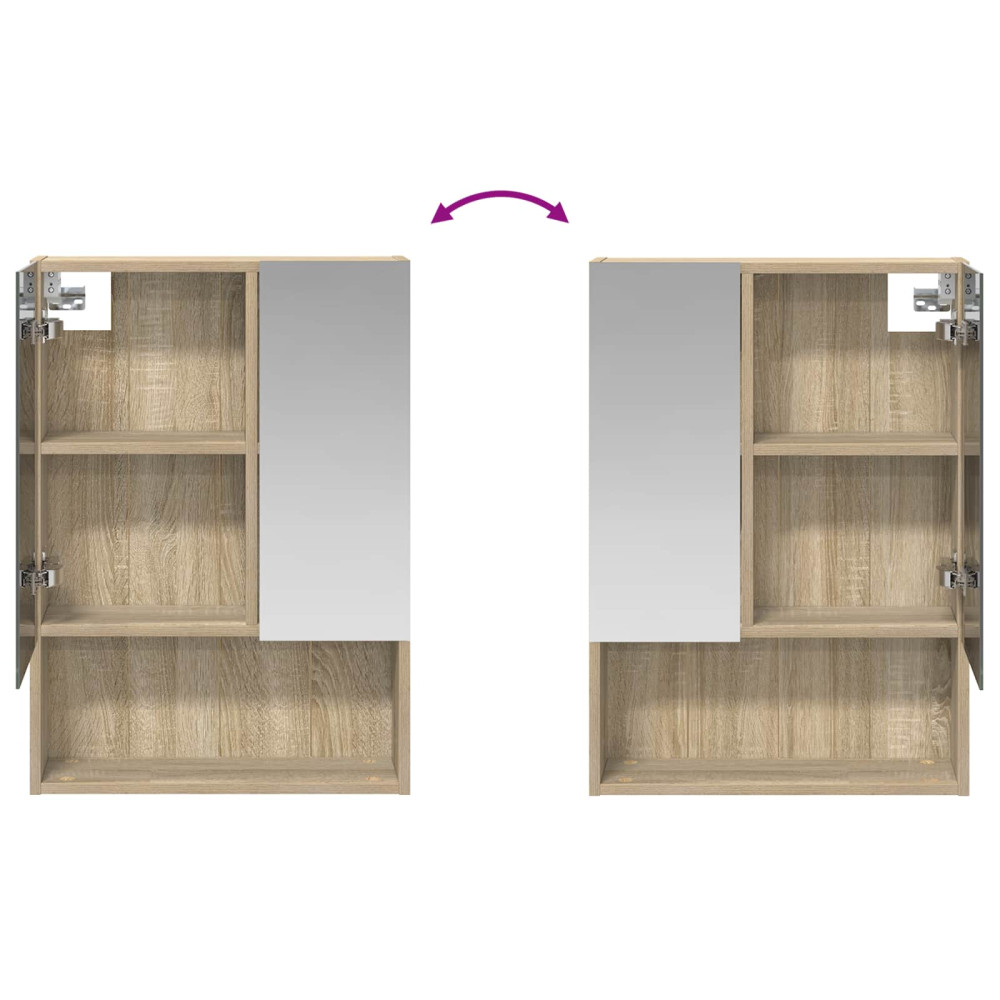 Produktbild för Badrumsspegelskåp Sonoma-ek 50 x 14,5 x 70 cm Konstruerat trä