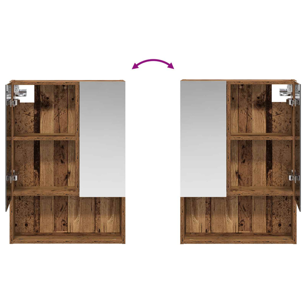 Produktbild för Badrumsspegelskåp Gammalt trä 50 x 14,5 x 70 cm Konstruerat trä
