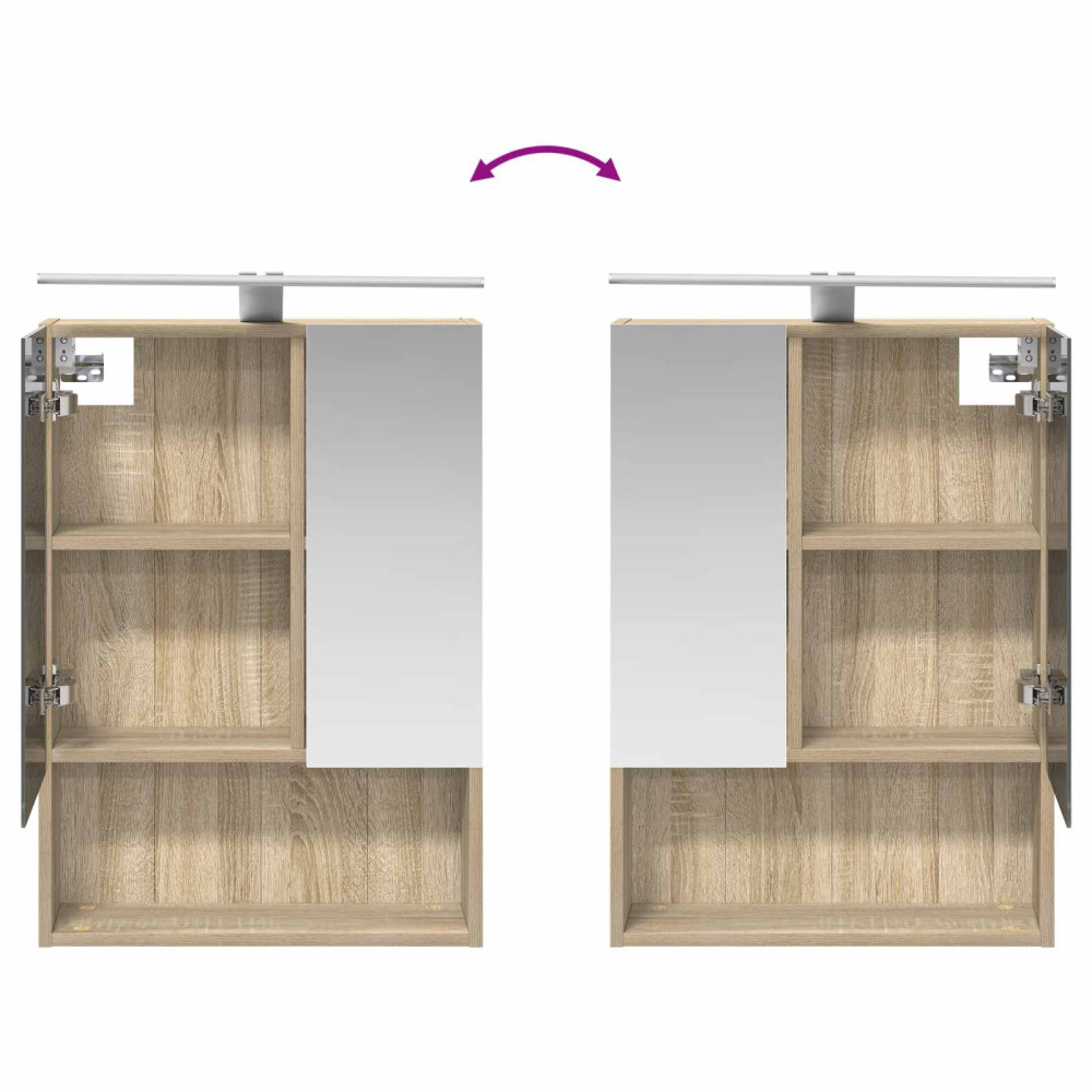 Produktbild för Badrumsspegelskåp Sonoma-ek 50 x 14,5 x 70 cm Konstruerat trä