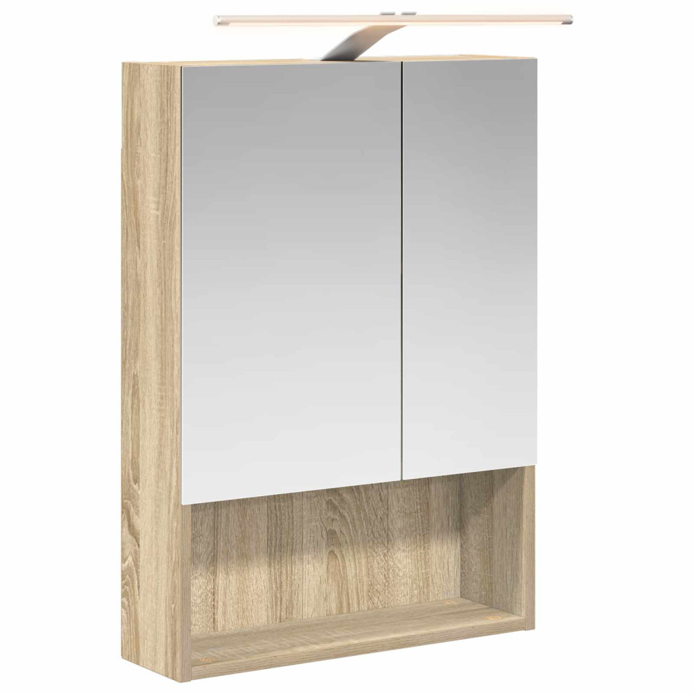 Produktbild för Badrumsspegelskåp Sonoma-ek 50 x 14,5 x 70 cm Konstruerat trä