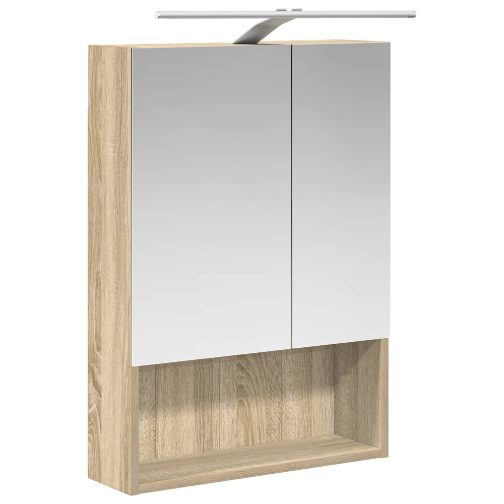 Produktbild för Badrumsspegelskåp Sonoma-ek 50 x 14,5 x 70 cm Konstruerat trä