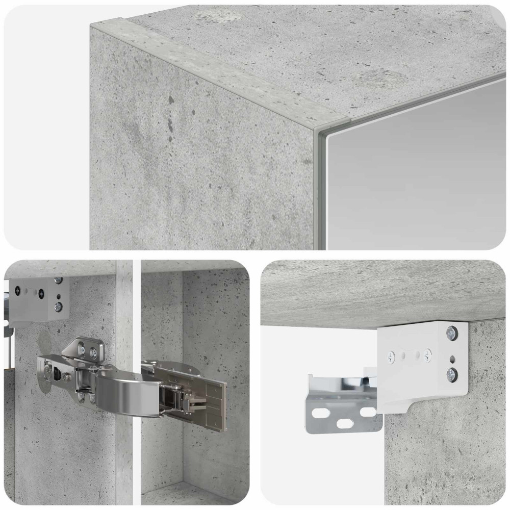 Produktbild för Badrumsspegelskåp Betonggrå 50 x 14,5 x 70 cm Konstruerat trä