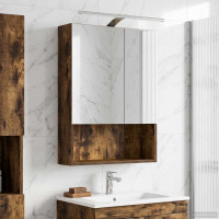 Produktbild för Badrumsspegelskåp Rökt ek 50 x 14,5 x 70 cm Konstruerat trä